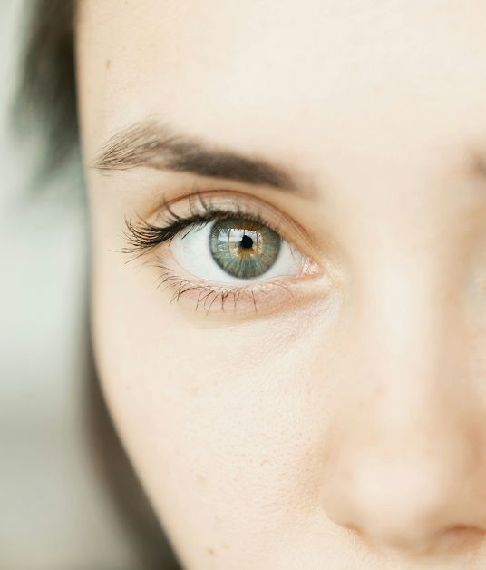 Nahaufnahme eines menschlichen Auges mit reflektierendem Licht und scharfem Blick